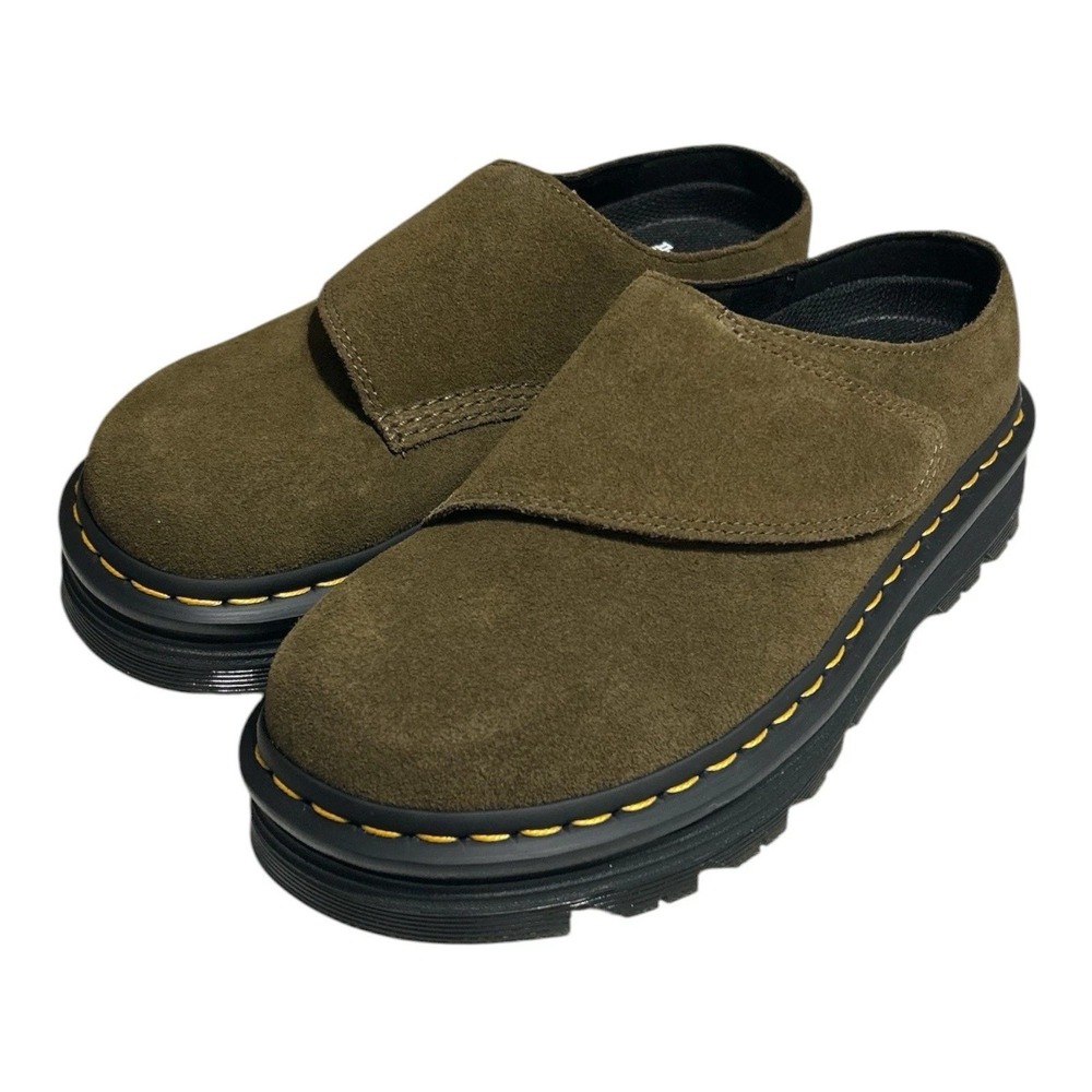 Dr. Martens Zebzag Anywair Suede Mules Olive Green Mens 10 / Womens 11 New
